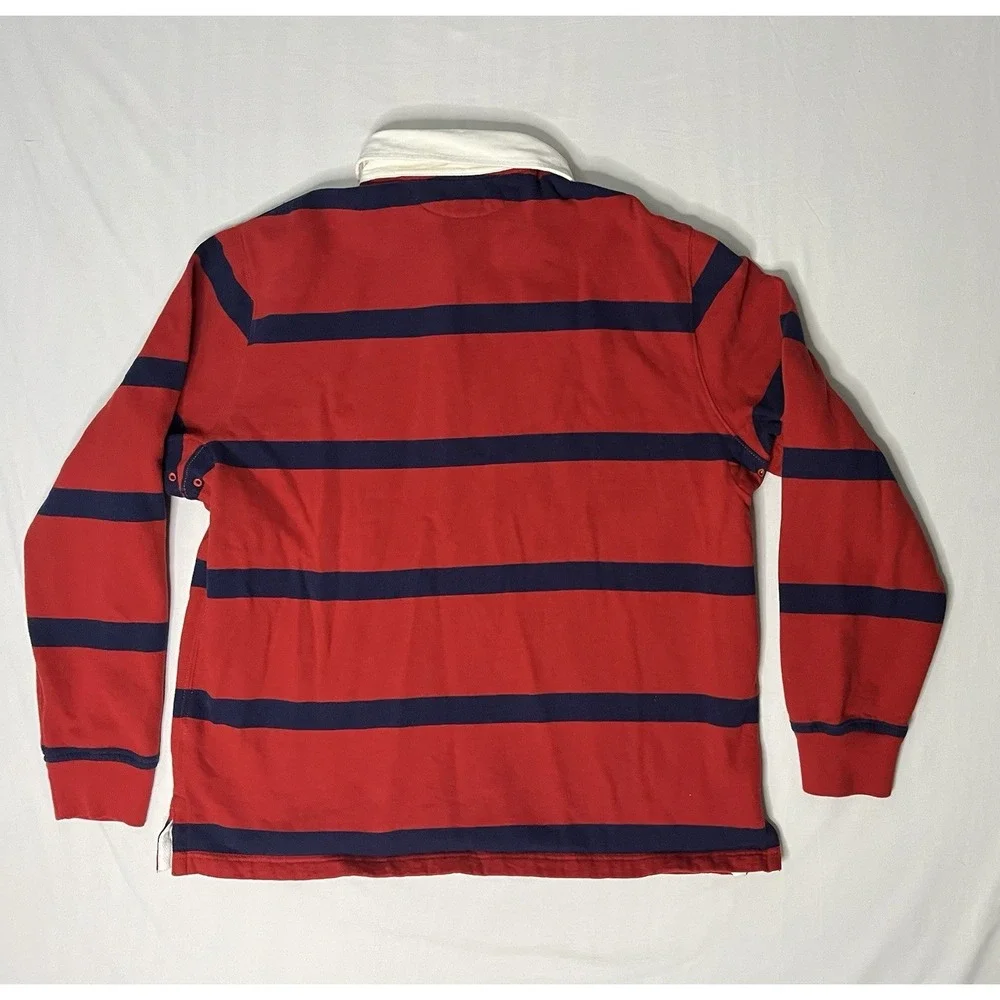 Polo Ralph Lauren Rugpy Shirt Men's XL Red Blue Stripes Long Sleeve Heavyweight